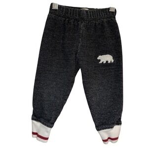 Hatley Heritage Kids Bear Joggers Pants Charcoal Size 2 Denim Look Elastic Waist